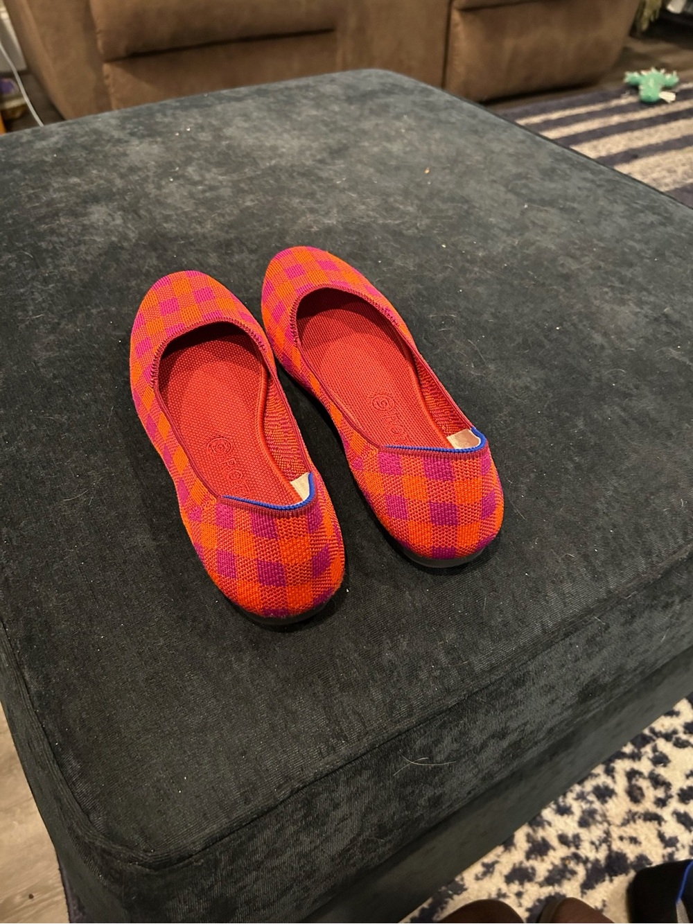 Rothy's Pink & Orange Check Knit Ballet Flats - Picture 2 of 3